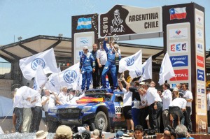 DAKAR ARGENTINA CHILE 2010 - PODIUM ARRIVEE - PODIUM FINISH - BUENOS AIRES (ARG) - 17/01/2010- PHOTO : ERIC VARGIOLU / DPPI