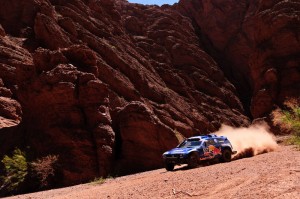 Giniel de Villiers (driver) and Dirk von Zitzewitz (co-driver) in action during the 3rd stage of Dakar Rally 2011 between Tucuman and Jujuy on january 4th, 2011