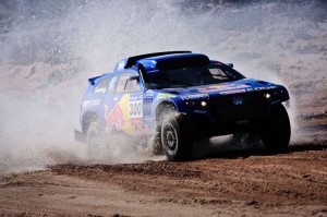 Carlos Sainz (driver) and Lucas Cruz (co-driver) in action during the 11th stage of   Dakar Rally between Chilecito and San Juan, Argentina on january 13th, 2011